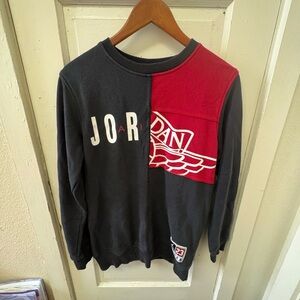 Jordan Black and Red Split-Panel Crewneck Sweater